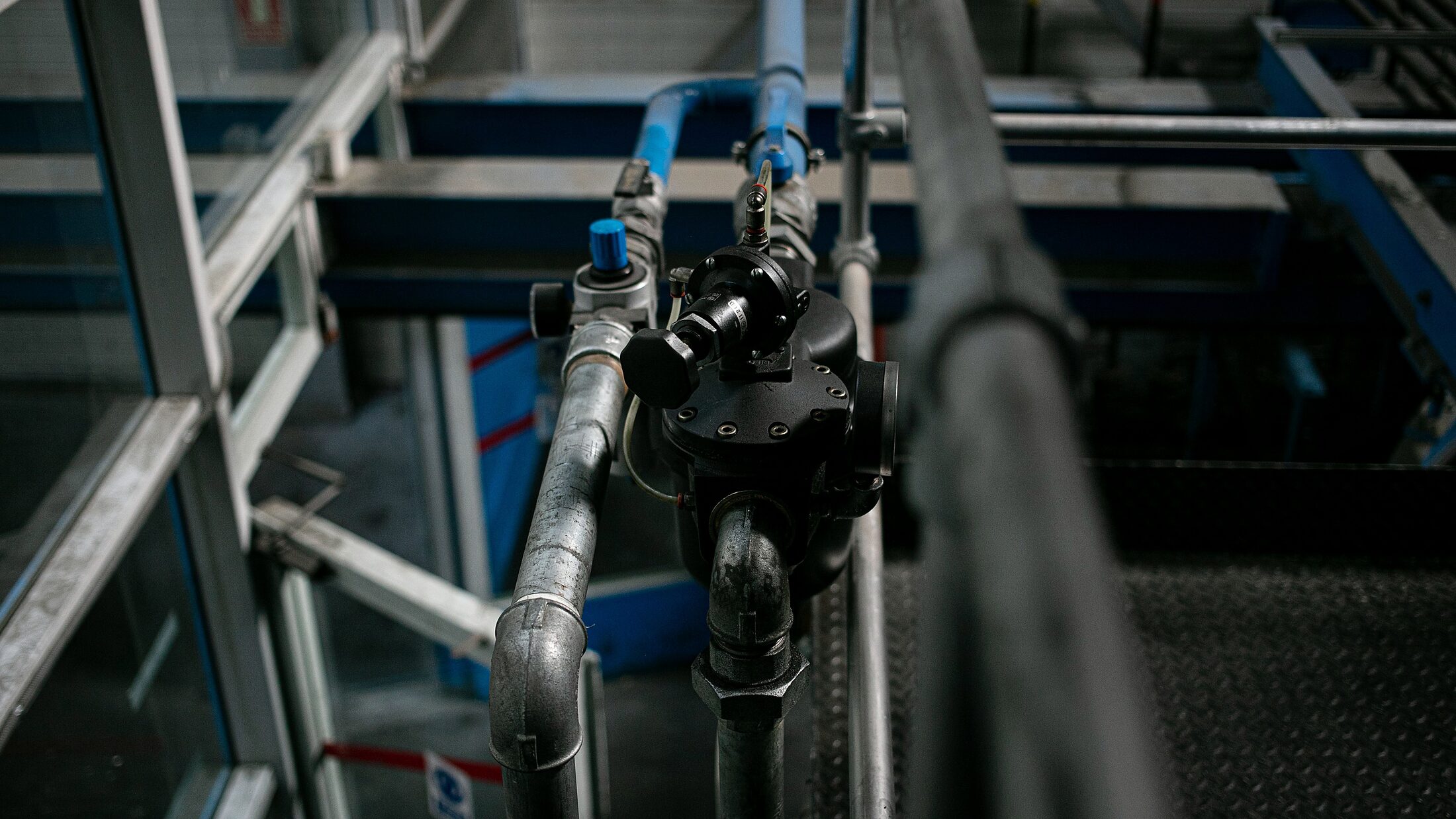 Detailed industrial pipework and control valves